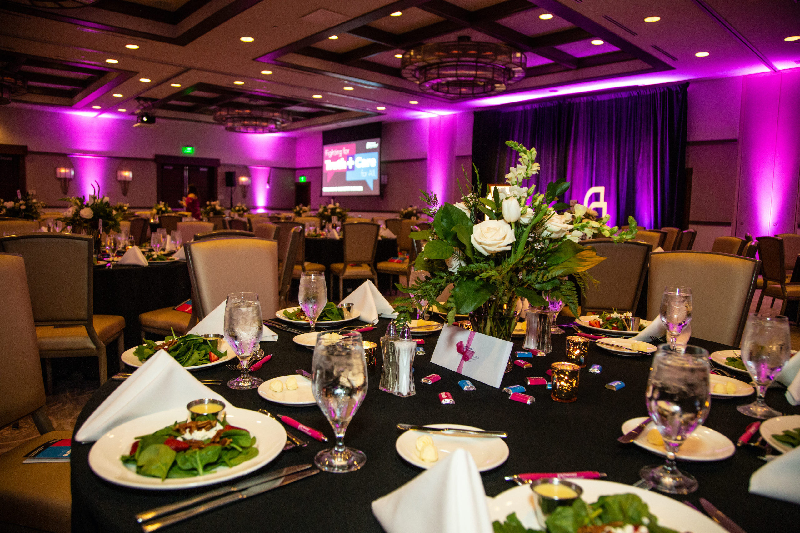 Pink Uplighting | Gala Room Design | Fundraiser | Orlando Event Planner