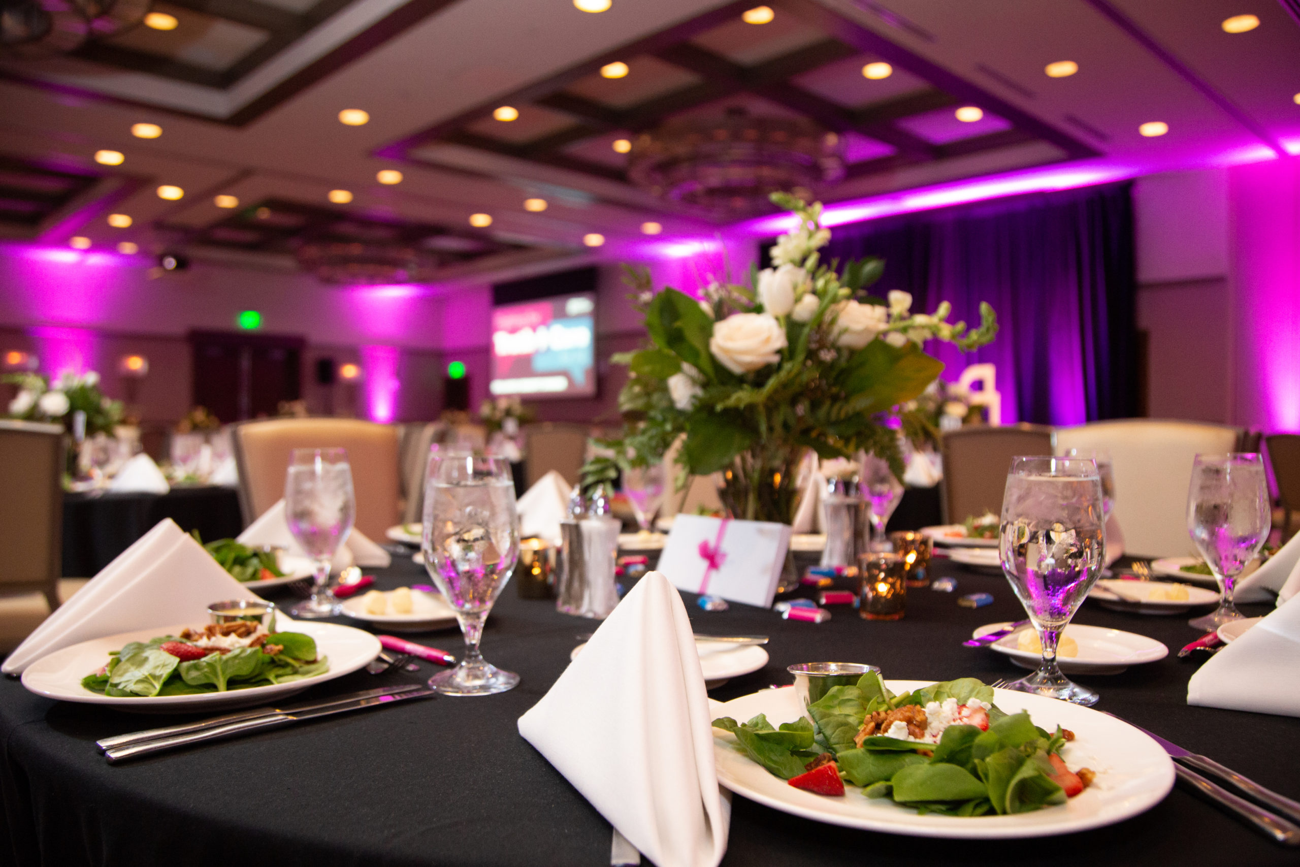 Pink Uplighting | Gala Room Design | Fundraiser | Orlando Event Planner