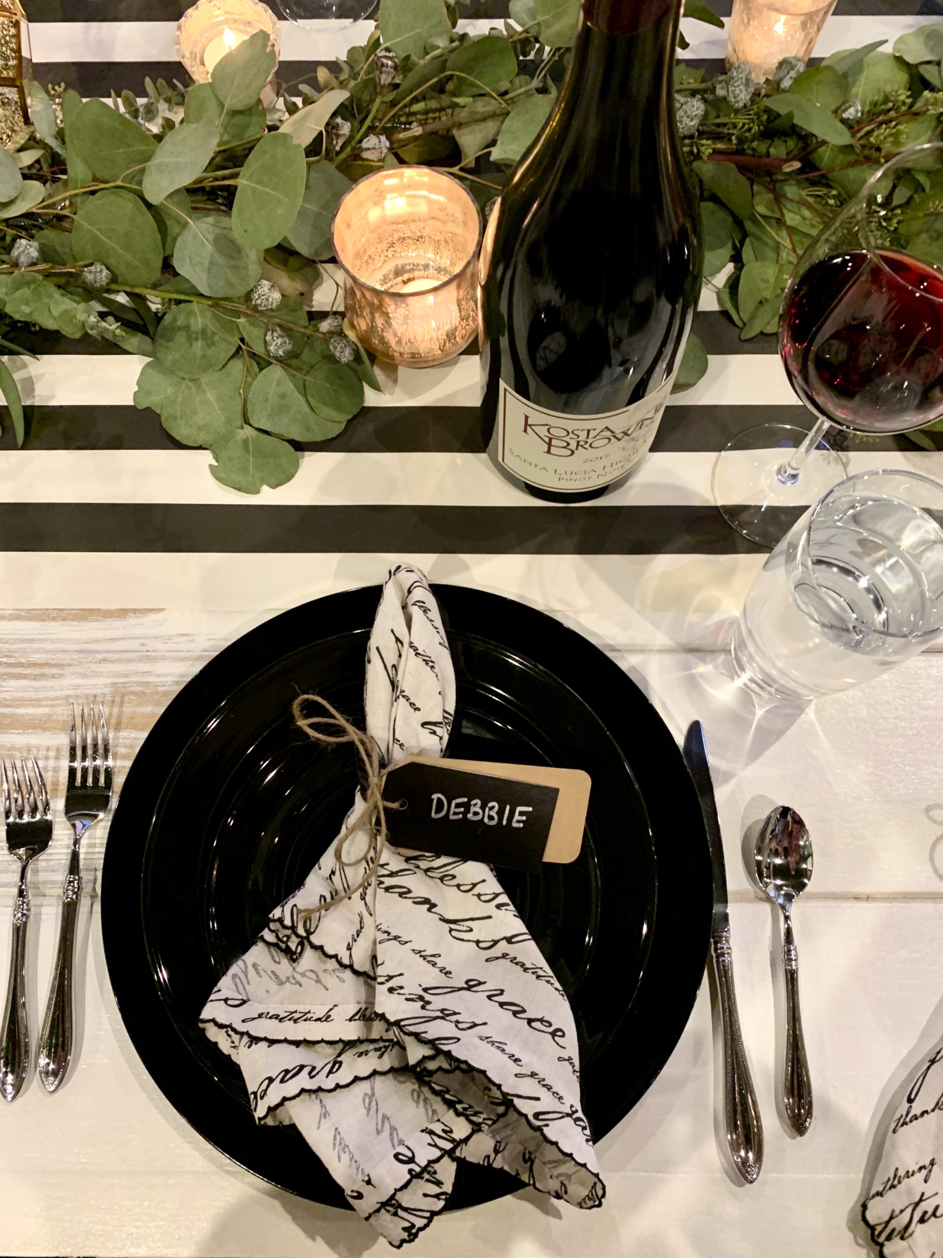 Place Cards | Black and White Thanksgiving | Orlando Event Planner