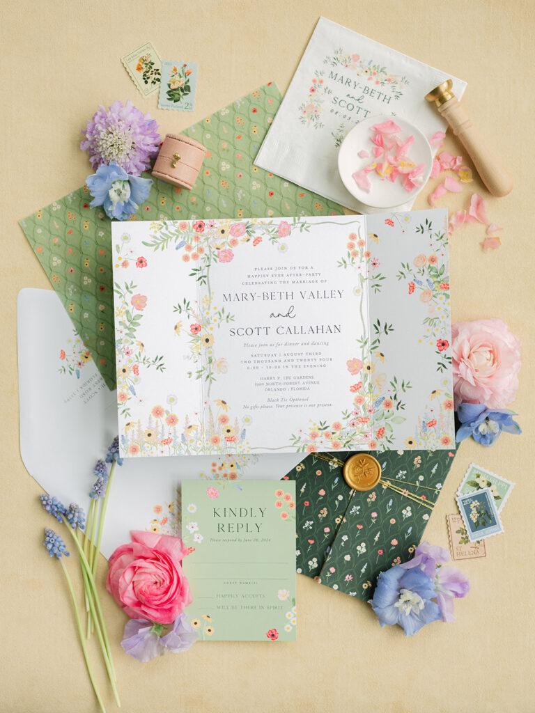 Wildflower Custom invitations for Happily Ever After Wedding at Leu Gardens