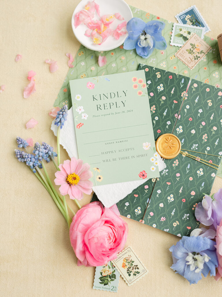 Wildflower Custom invitations for Happily Ever After Wedding at Leu Gardens