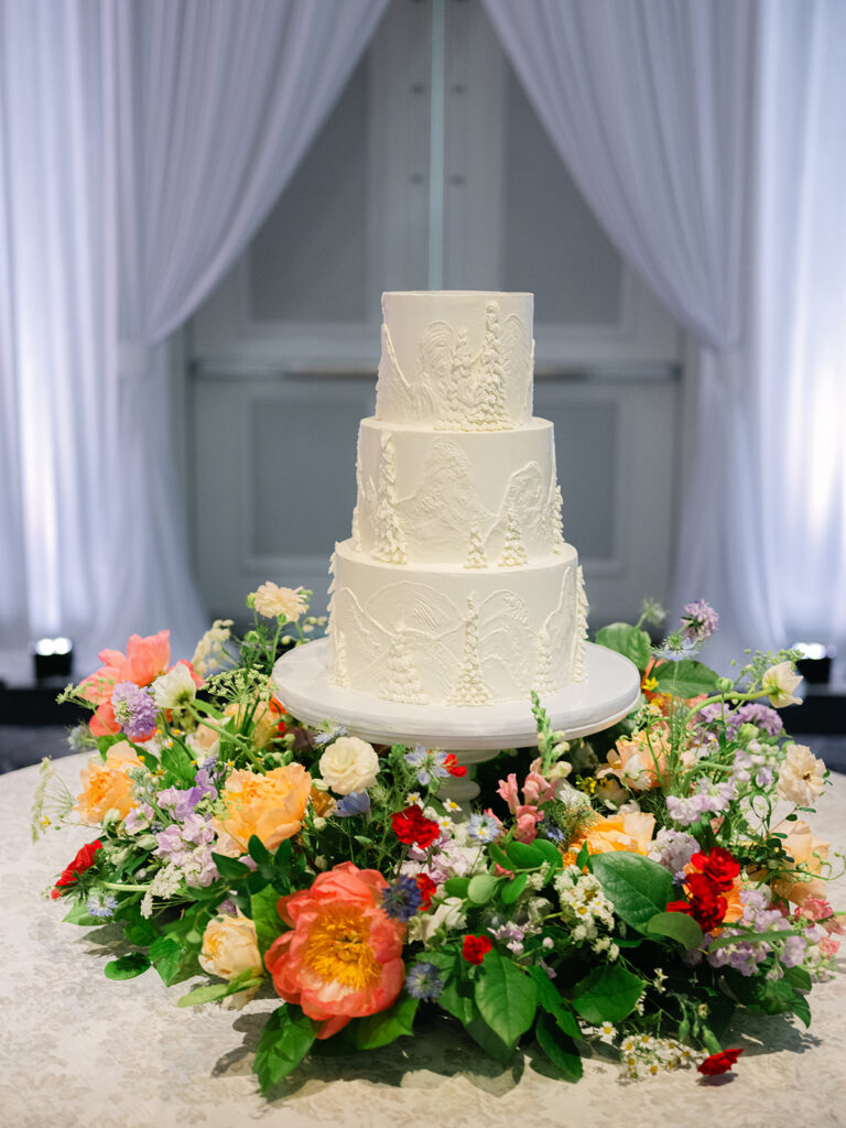 Happily Ever After Wedding with beautiful cake at Leu Gardens