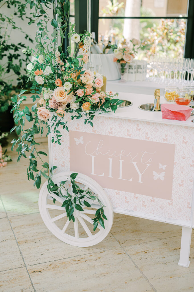 Champagne Cart at Butterfly Baby Shower at The Alfond Inn